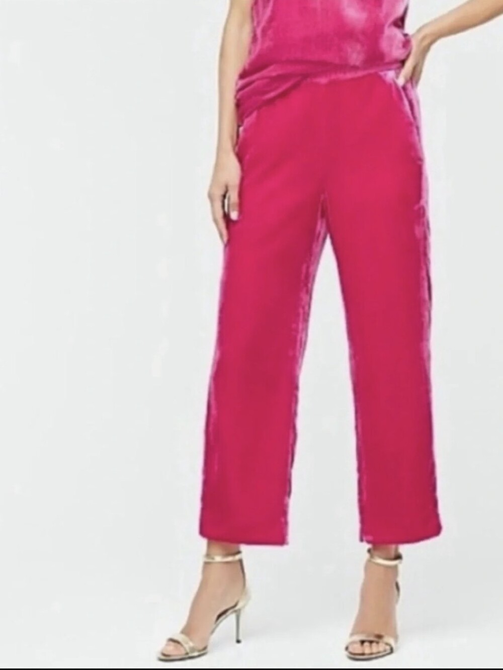 J. Crew Peyton Crop Pull-On Velvet Pants Size 8 in Fuchsia